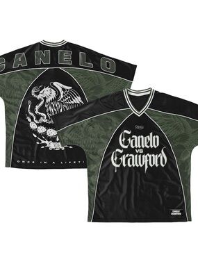 Canelo vs Crawford Soccer Jersey Green Black Size XL NWT Boxing Fight Merch